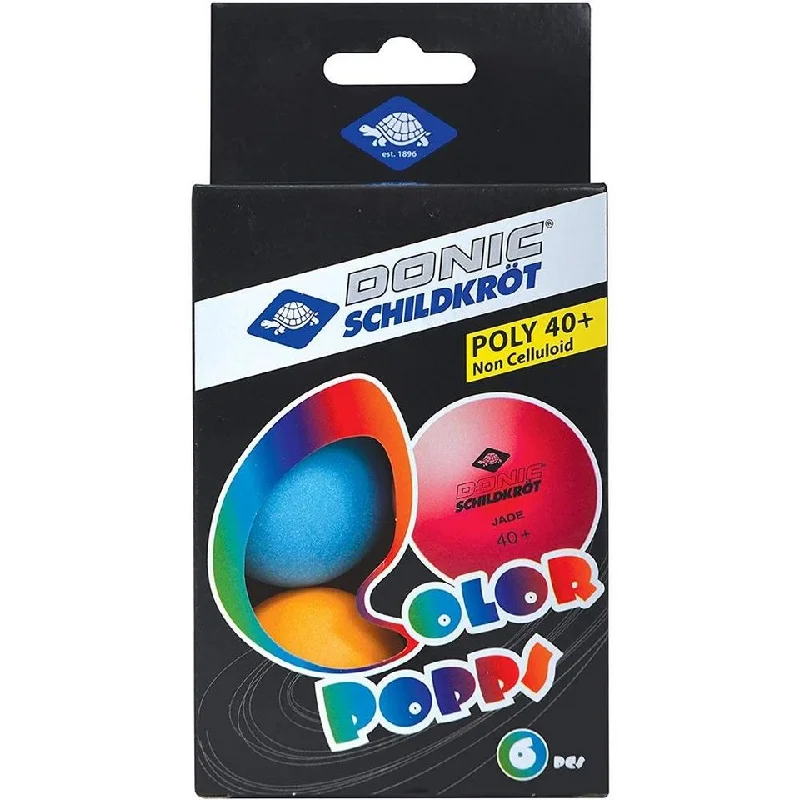 Donic DSK Table Tennis Ball Colour Popps Poly 40+ 6pk